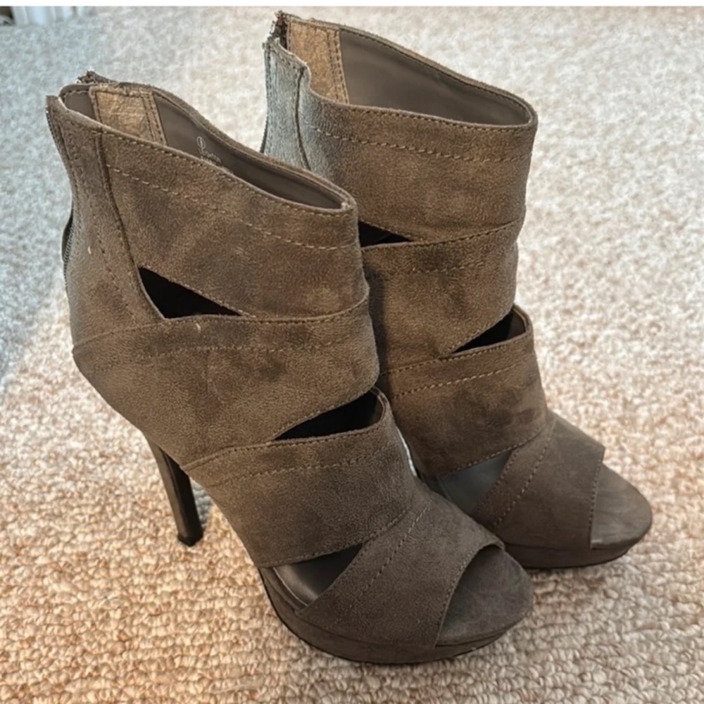 Charlotte Russe Brown Peep-Toe Heels
